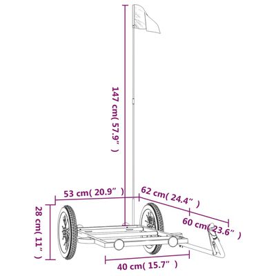 vidaXL jalgratta haagis, must, 122 x 53 x 28 cm, raud