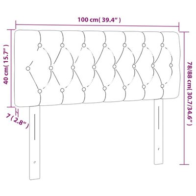 vidaXL LED-voodipeats, tumepruun, 100x7x78/88 cm, kangas