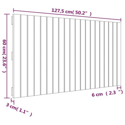 vidaXL seinale kinnitatav voodipeats, must, 127,5x3x60 cm, männipuit