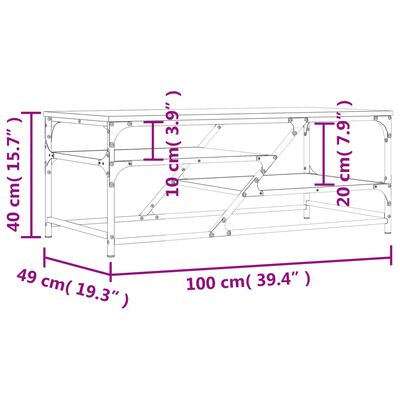 vidaXL kohvilaud, suitsutatud tamm, 100 x 49 x 40 cm, tehispuit