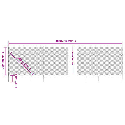 vidaXL võrkaed vaiadega, roheline, 2 x 10 m