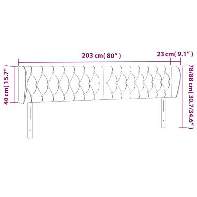 vidaXL voodipeats servadega, tumehall, 203x23x78/88 cm, samet