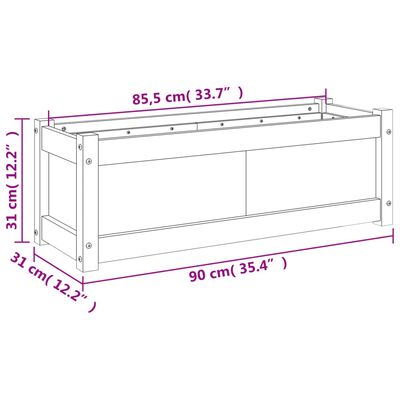 vidaXL aia taimekast, vahapruun, 90 x 31 x 31 cm, männipuit