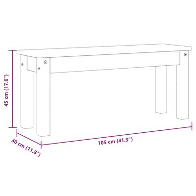 vidaXL söögilaua pink "Panama", hall, 105 x 30 x 45 cm, männipuit