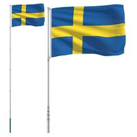 vidaXL Rootsi lipp ja lipumast, 5,55 m, alumiinium