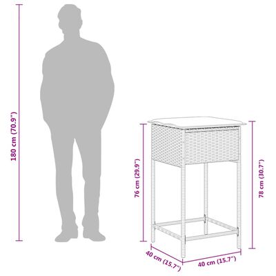 vidaXL 5-osaline aia baarikomplekt patjadega, hall, polürotang