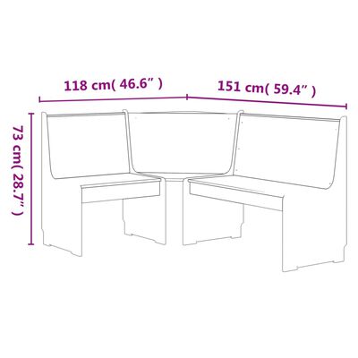 vidaXL nurgapink, 151 cm "REINE", männipuit, meepruun ja hall