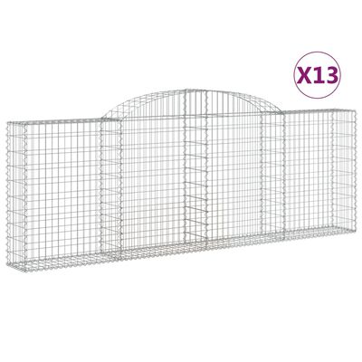 vidaXL kaarekujulised gabioonkorvid 13 tk, 300x30x100/120 cm, raud