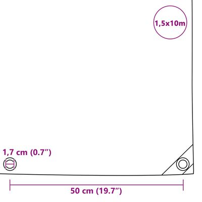 vidaXL present, 650 g/m² 1,5 x 10 m, valge