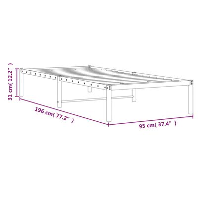 vidaXL metallist voodiraam, must, 90 x 190 cm