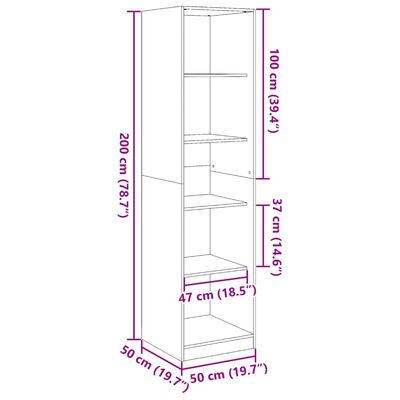 vidaXL garderoob valge 50 x 50 x 200 cm tehispuit