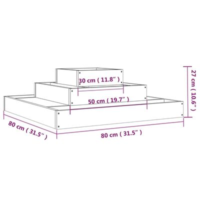 vidaXL taimekast, must, 80 x 80 x 27 cm, männipuit