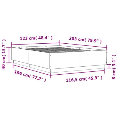 vidaXL voodiraam, hall Sonoma tamm, 120 x 200 cm, tehispuit