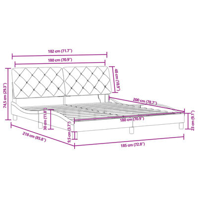 vidaXL voodiraam LED-tuledega, must, 180x200 cm, samet