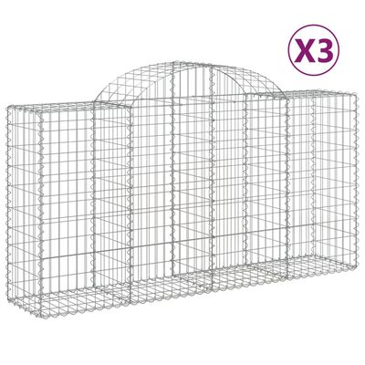 vidaXL kaarekujulised gabioonkorvid 3 tk, 200x50x100/120 cm, raud