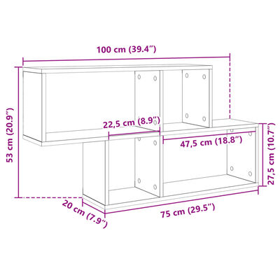 vidaXL seinariiul, hall Sonoma tamm, 100x20x53 cm, tehispuit