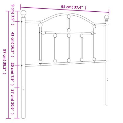 vidaXL metallist voodipeats, valge, 90 cm