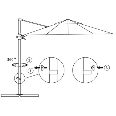 vidaXL konsooldisainiga päikesevari, teraspost, 300 cm, roheline