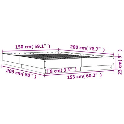 vidaXL voodiraam LED-tuledega, Sonoma tamm, 150 x 200 cm