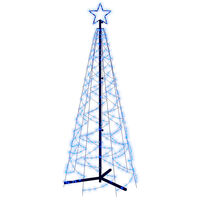 vidaXL koonusekujuline jõulupuu, sinine, 200 LEDi, 70 x 180 cm