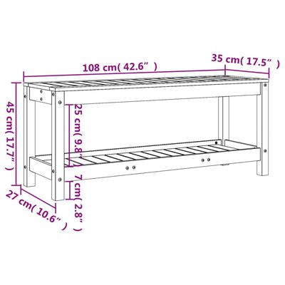 vidaXL aiapink, 108 x 35 x 45 cm, ebatsuuga puit