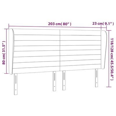 vidaXL voodipeats servadega, tumehall, 203x23x118/128 cm, kangas