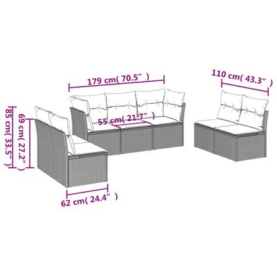 vidaXL 7-osaline aiadiivani komplekt patjadega, beež, polürotang