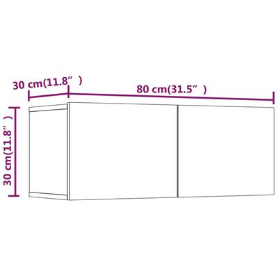 vidaXL telerikapid 2 tk, hall Sonoma, 80x30x30 cm, tehispuit