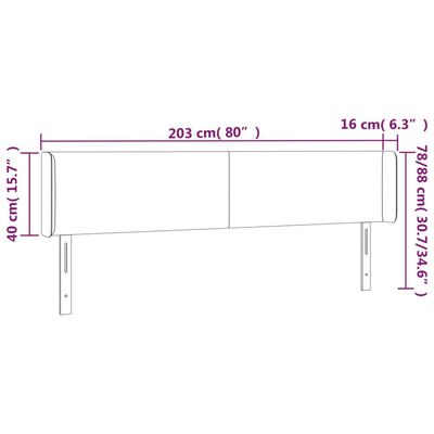 vidaXL voodipeats servadega, tumehall, 203x16x78/88 cm, kangas