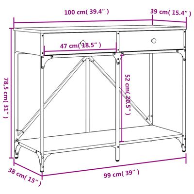 vidaXL konsoollaud, suitsutatud tamm, 100x39x78,5 cm, tehispuit