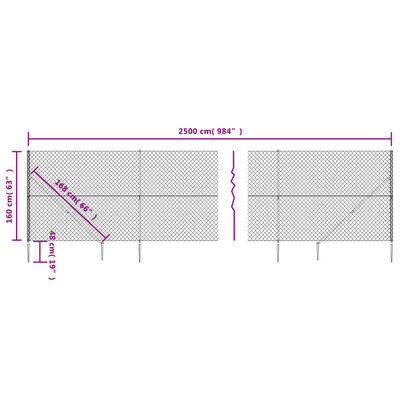 vidaXL võrkaed vaiadega, roheline, 1,6 x 25 m