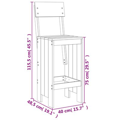 vidaXL baaripukid 2 tk, 40x48,5x115,5 cm, ebatsuuga puit