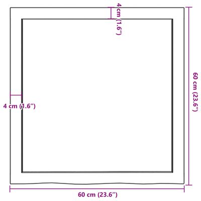 vidaXL vannitoa töötasapind, helepruun, 60 x60 x (2-4) cm, täispuit