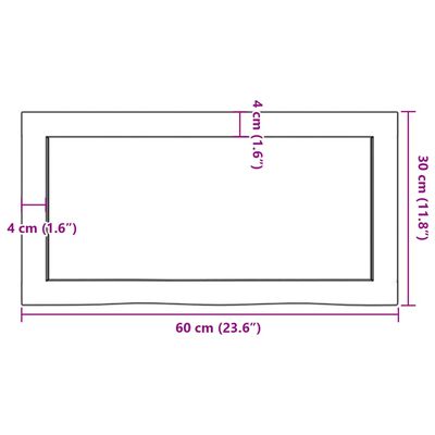 vidaXL vannitoa töötasapind, helepruun, 60 x30 x (2-4) cm, täispuit