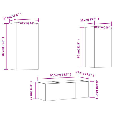 vidaXL 4-osaline telerikappide komplekt LED-tuledega, pruun tamm