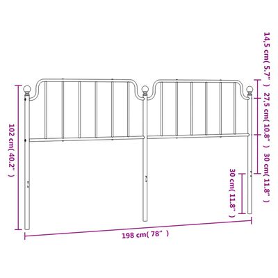 vidaXL metallist voodipeats, must, 193 cm