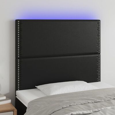 vidaXL LED-voodipeats, must, 100x5x118/128 cm, kunstnahk