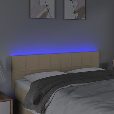 vidaXL LED-voodipeats, kreemjas, 144x5x78/88 cm, kangas