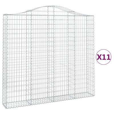 vidaXL kaarekujulised gabioonkorvid 11 tk, 200x30x180/200 cm, raud