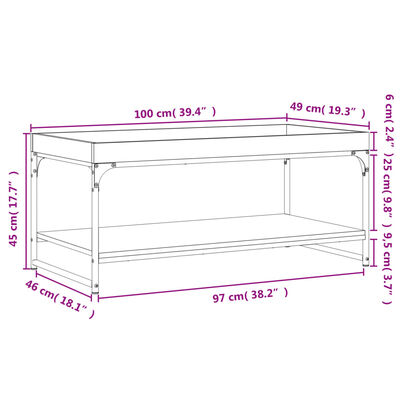 vidaXL kohvilaud, suitsutatud tamm, 100 x 49 x 45 cm, tehispuit