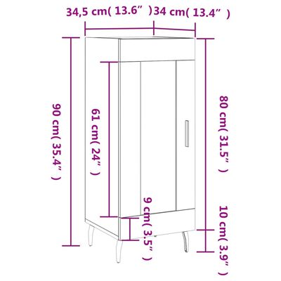 vidaXL puhvetkapp, must, 34,5 x 34 x 90 cm, tehispuit