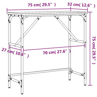 vidaXL konsoollaud, pruun tamm, 75x32x75 cm, tehispuit