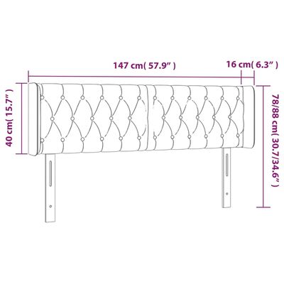 vidaXL LED-voodipeats, must, 147x16x78/88 cm, samet