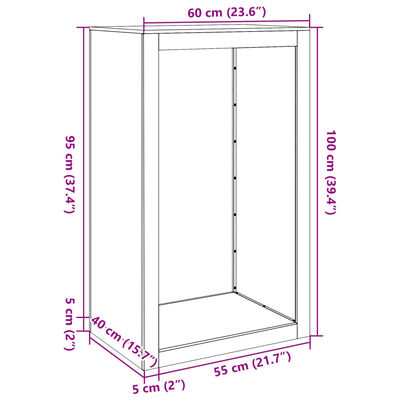 vidaXL küttepuude rest, valge, 60x40x100 cm, teras