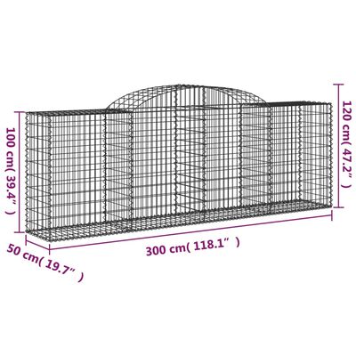 vidaXL kaarekujuline gabioonkorv, 300x50x100/120 cm, tsingitud raud