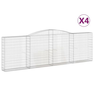 vidaXL kaarekujulised gabioonkorvid 4 tk, 400x30x120/140 cm, raud