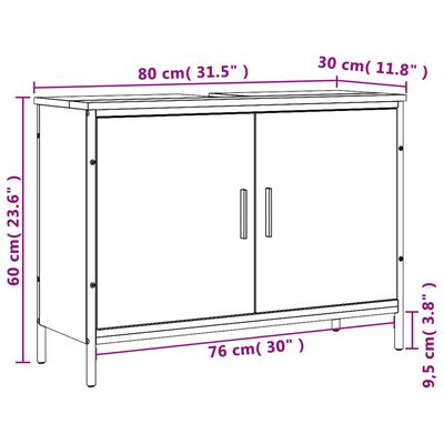 vidaXL valamukapp, pruun tamm, 80 x 30 x 60 cm, tehispuit