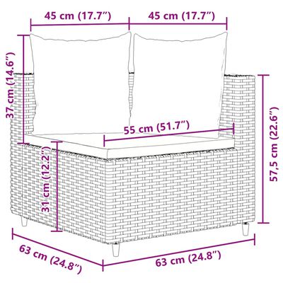 vidaXL 6-osaline aiadiivani komplekt patjadega, must, polürotang