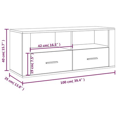 vidaXL telerikapp, hall Sonoma tamm, 100 x 35 x 40 cm, tehispuit