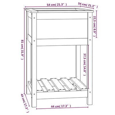 vidaXL riiuliga taimekast, valge, 54x54x81 cm, männipuit